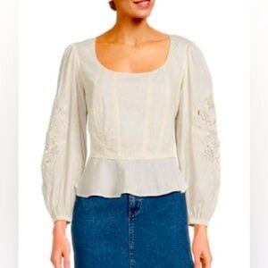 Sam Edelman Lainey Lace Peplum Top, NWT, Size M